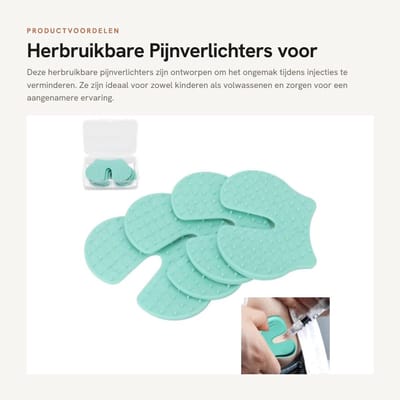 Dailygoods- Pijnstiller Vermindert Injectieongemak - Herbruikbare Shot Pijnbestrijders - 4 Stuks - Opbergdoos - Geschikt voor Kinderen en Volwassenen - ABS Materiaal - Injectiepads