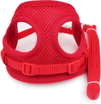 Nobleza Hondentuig met Hondenriem - Y-tuig Hond - Instaptuig - Hondenharnas - Verstelbaar Mesh - Maat M - Rood