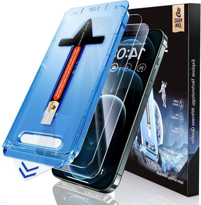 Pack van 2 gehard glas screen protectors voor iPhone 12 Pro Max, 9H hardheid, ultrahelder en eenvoudig te installeren, stofverwijdering en bubbelsvrij