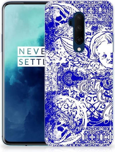 Silicone Back Case OnePlus 7T Pro Angel Skull Blauw