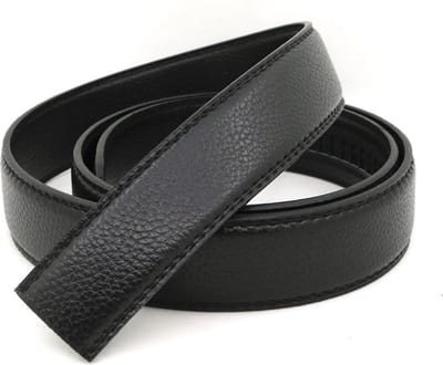 Zwarte 150 cm lange lederen riem ( 3,5 cm breedte ) zonder gaatjes voor automatische gespen voor heren met dat maatje meer ( gesp niet inbegrepen )