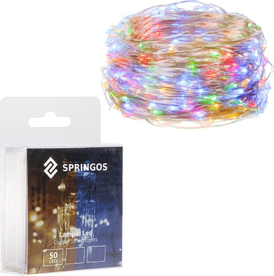 Springos Kerstverlichting | 4.9 m | Batterij | 50 LED | Multicolor