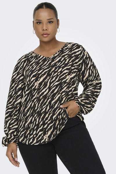 ONLY CARMAKOMA - CARVICA L/S V-NECK TOP WVN NOOS Dames T-shirt