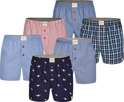 Phil & Co 6-Pack Geweven Wijde Boxershorts Heren Multipack 6-Pack - Maat XL - Losse boxershort heren