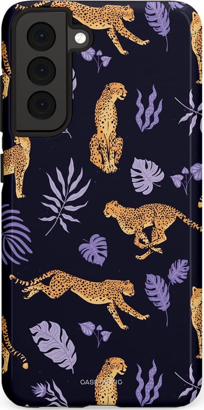 Casetastic Hoesje Geschikt voor Samsung S21 FE - Stijlvolle Beschermende Duo-layer Case - Cheetah charisma