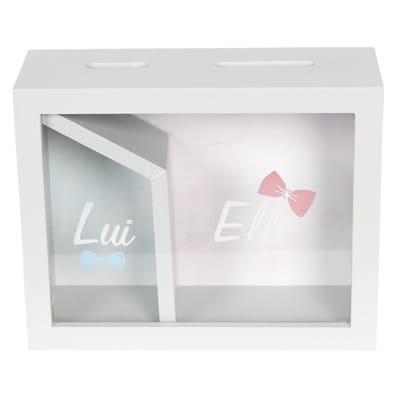 Clayre & Eef Spaarpot 20x7x16 cm Wit Hout