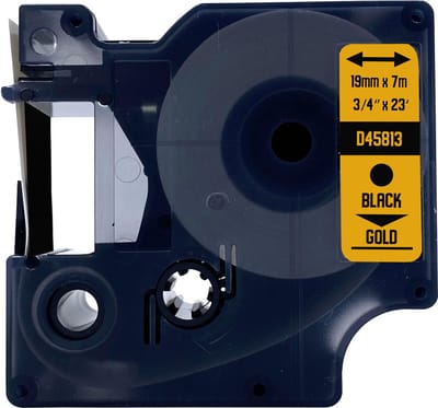 DULA Dymo D1 45813 Compatible label tape - 1 lettertape - Zwart op goud - 19mm x 7m