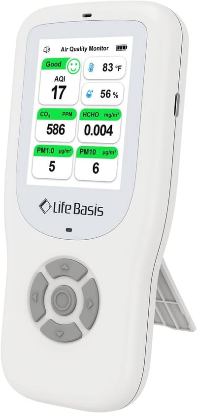 10-in-1 Luchtkwaliteitsdetector - AQI Monitor voor Temperatuur en Luchtvochtigheid - USB-oplaadbare Vervuilingsmonitor voor Thuis