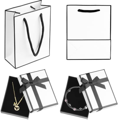 Dailygoods- Armbanddozen met deksel - 2 Kleine Geschenkdozen - 2 Geschenkzakken - 9 x 7 x 3 cm - Hoogwaardig Karton - Voor Sieradengeschenken