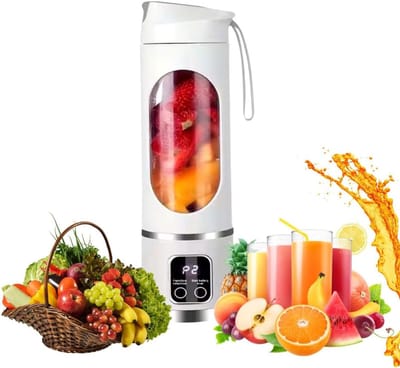 Draagbare blender van 500 ml voor sappen en smoothies met 12 roestvrijstalen messen | USB-oplaadbaar en met meerdere snelheden | Draagbare blender met 50 W voeding | BPA-vrij en lekvrij