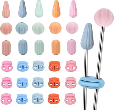 30 stuks breinaaldbeschermers, druppelvormige naaldbeschermers, siliconen pompoen breinaalden stopper, steekstopper voor breinaalden, kleurrijke naaldpuntbescherming met breinaaldenstopper