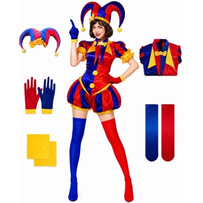 Het Verbazingwekkende Digitale Circus Rolspel Pomni Cosplay Kostuums Prachtig Clown Uniform Halloween Feest Outfit L blue