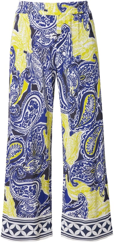 Ulla Popken - Dames - Slinky broek paisley-design wijde pijpen - Sneeuwwit - Maat 50+