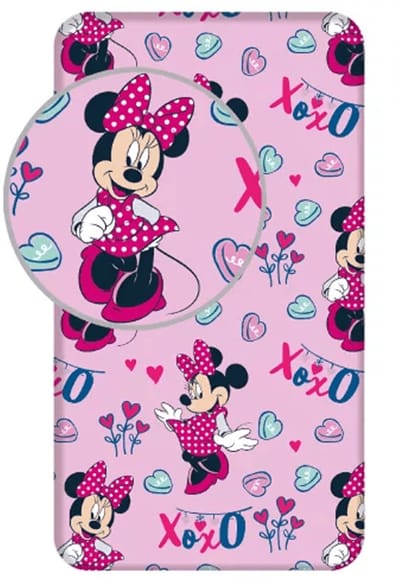 Disney Minnie Mouse hoeslaken xoxo 90 x 200 cm Roze