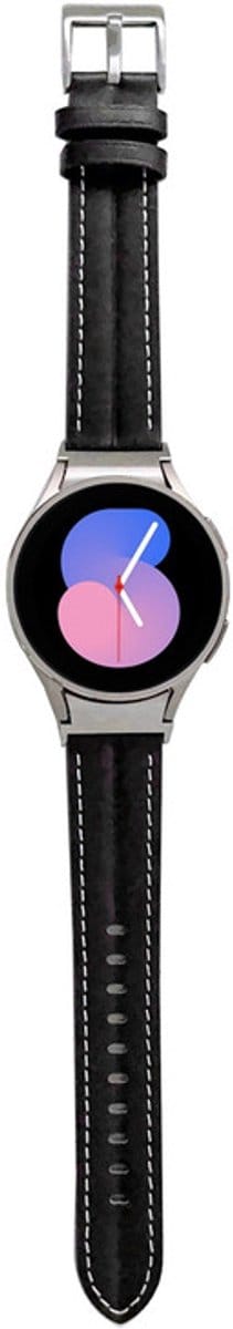 Luxe leren bandje - geschikt voor Samsung Galaxy Watch 7 (40 & 44mm) / Watch 6 (Classic) / Watch 5 (Pro) / Watch 4 (Classic) / Watch FE - leer met gesp - zwart