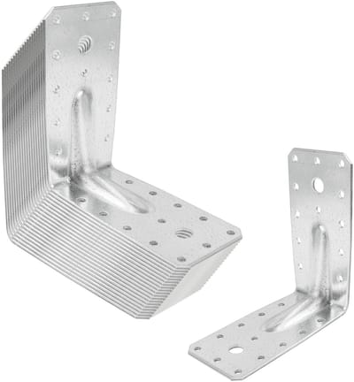 SOTECH set van 20 bouwhoeken, hoekverbinders 120 × 120 × 60 mm met 90° rib (versteviging), materiaaldikte 2,5 mm, zware hoek van thermisch verzinkt staal, hoekhoek