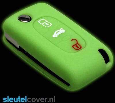 Autosleutel Hoesje geschikt voor Citroën - SleutelCover - Silicone Autosleutel Cover - Sleutelhoesje Glow in the dark / Lichtgevend