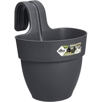 Elho Vibia Campana Easy Hanger S 21 - Balkonbak met Ophanghaken - 100% Gerecycled Plastic - Ø 20.5 x H 26.5 cm - Antraciet