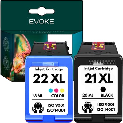 Evoke Compatibele Inkt voor Hp 21XL 22XL Hp21 Hp22 C9351Ce C9352Ce 2X: Zwart+Driekleurig Cmy Cyaan Magenta Geel 3910 3915 3920 3940 3950 ; D1311 D1320 D1330 D1360 D1420 D1430 D1445 D1450 D1460 D1520