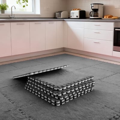 Comfortabele Memory Foam Vloermat voor Woonkamer - 12 Delen Grijs, Antislip en Ademend