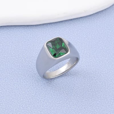 R3482 1 stuks Man/Vrouw Zirconium Stijl Bruiloft Titanium staal ring, Heren 316L Roestvrij staal lichtgewicht en compacte Ringen 12 groen