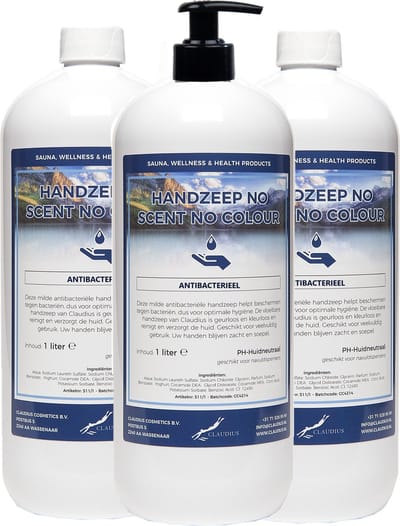 Handzeep No Scent, No Colour 1 liter - met gratis pomp - set van 3 stuks