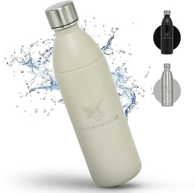 Luckymoose RVS Drinkfles 1,1L Infinity - Geschikt voor SodaStream Bruiswatertoestel - Waterfles voor Bruiswater Machine - Herbruikbaar - Zand