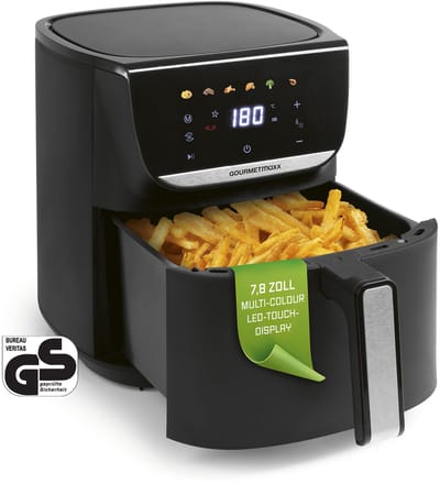 GOURMETmaxx AirGenius heteluchtfriteuse - 5,5 l Airfryer | Friteuse met 7 programma's | Minibakoven - Vetarm en lekker voor 3-5 personen | Heteluchtfriteuse met kleurendisplay, led-touchscreen