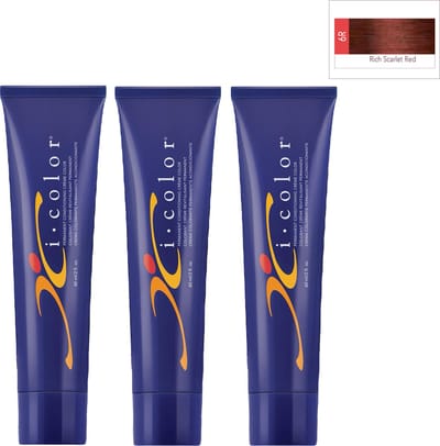 ISO i color Permanent Conditioning Crème Color 60ml 6R ( 6.5 ) Rich Scarlet Red x 3 tubes