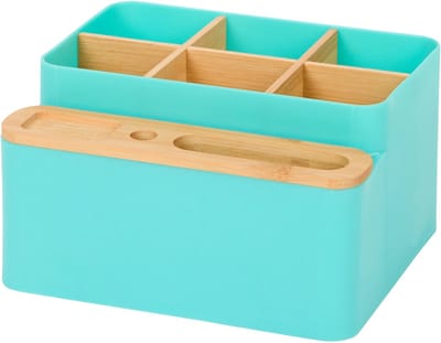 Bureau Organizer met Bamboe Verdelers – 18 x 16 x 10 cm – turquoise