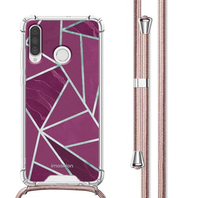 imoshion Hoesje - Geschikt voor Huawei P30 Lite - Design Hoesje met Koord - Bordeaux Graphic