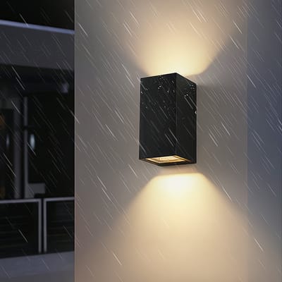Wandlamp - Vierkant - Waterdicht - up & down light - Aluminium - 2 X GU10 - Binnen en Buitenverlichting - Sfeerverlichting