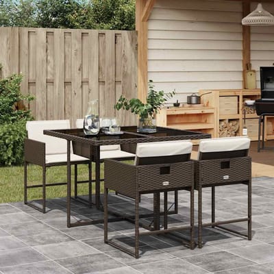 Vidaxl 5-Cz. Tuinmeubelset met Kussens, Bruin, Polyrotan