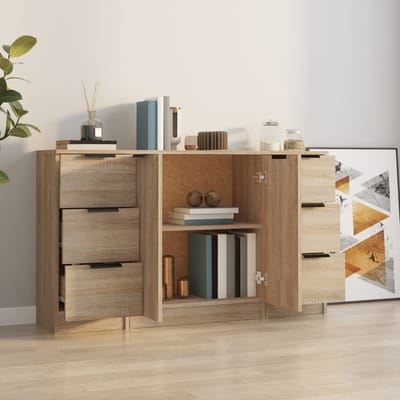 vidaXL - Dressoirs - 3 - st - bewerkt - hout - sonoma - eiken
