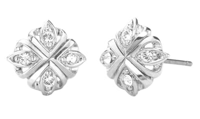 Traveller Oorbellen - Dames - Zilverkleurig - Kristal - Preciosa Crystals - Vierkant 10 mm - Geplatineerd - 157363
