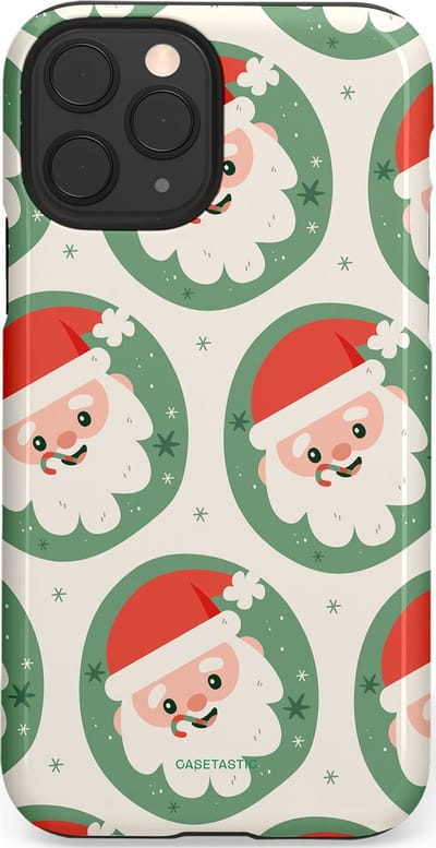 Casetastic hoesje geschikt voor Apple iPhone 11 Pro - Dubbellaagse bescherming - Zuurstok Groen Witte Kerstman - Fashion Case - Wit Saliegroen Crème Terracotta