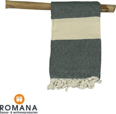 Romana Products - Diamond - Hamamdoek - Baddoek - Strandlaken - Saunalaken - 100cm x 180cm - Donker Groen