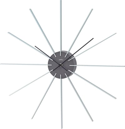 AMS W9595 - Wandklok - Quartz - Kunststof - Aluminium - Ø50 cm - Grijs