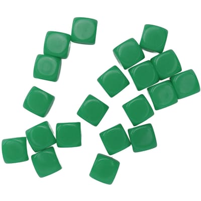 20pcs Dés Angle Arrondi Plastique Vierge 16mm Jouets Pédagogiques Dés pour Jeux de Société Fête Vert
