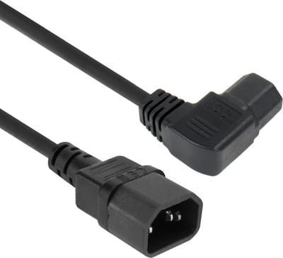 ACT Netsnoer C14 - C15 (haaks links) IEC60320 zwart 1,2 m AK5353