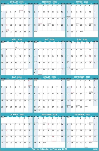 Verticale Jaarkalender 2025 - Groot Formaat Wanddecoratie