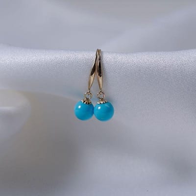 Exquis Boucles d'Oreilles Turquoise Rondes Brillantes Pour Femmes 6mm Simples Haute Qualité Bleu Frais Boucles d'Oreilles Pendantes Bijoux de Fête Cadeaux gray
