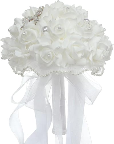 Bruidsboeket - Bruidsbloemen Decoratie - Bruiloft Ceremonie - Onderhoudsvrij Kunstmateriaal - 22cm Diameter 25cm Hoogte
