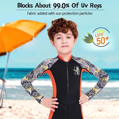 Kinder Wetsuit Eendelig Zwempak Zonbeschermend Sneldrogend Anti-Slijtage Anti-Kras Eigenschappen zwart
