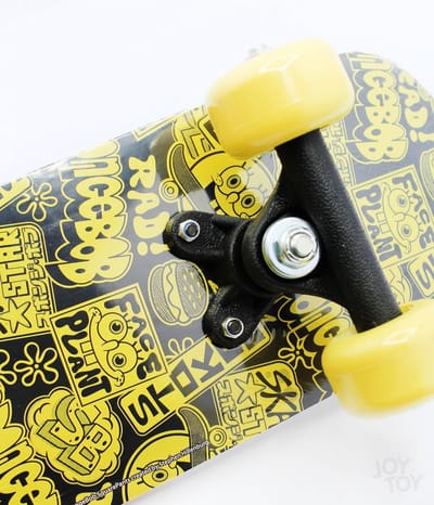 Mini skateboard - Houten board - Eerste skatepogingen - Robuust houten dek - 43 cm - Geel