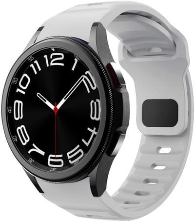 Siliconen wave bandje - geschikt voor Samsung Galaxy Watch 7 (40 & 44mm) / Watch 6 (Classic) / Watch 5 (Pro) / Watch 4 (Classic) / Watch FE - druksluiting - lichtgrijs