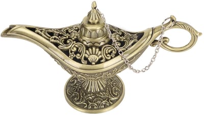 Dailygoods- Wierookhouder Retro Aladdin Lamp - Bronzen Decoratie - Arabische Verzamelobject - Woondecoratie - 15 cm Hoogte - Klassiek Design