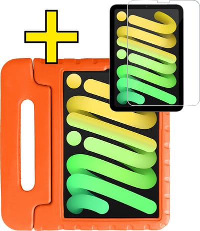Hoes - Geschikt voor Apple iPad Mini 7 (2024) - 8.3 inch - 7e Generatie - Met Screenprotector - Kinderhoes Shockproof Bumper - Kidsproof Case - Tablet Hoesje - Kinder Hoesje Cover - Oranje