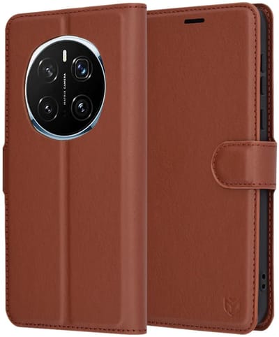 Hoesje geschikt voor HONOR Magic7 Pro - Techsuit Leather Folio Book Wallet Case - Bruin