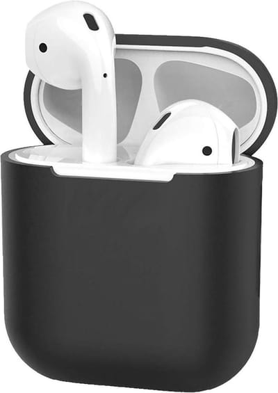 Hoesje - Geschikt voor Apple Airpods 1 - Siliconen Dun Met Clip - Case Cover - Silicone Hoes - Zwart
